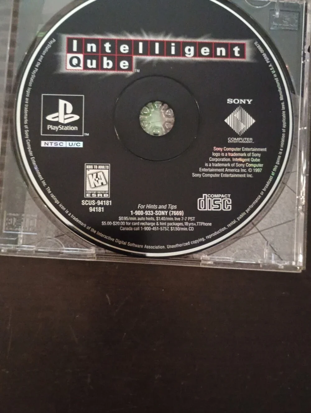Sony Ps1 Intelligent Qube Cib— Black & Green Cover Art